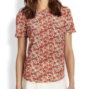Rebecca Taylor Short Sleeve Printed Silk Tee